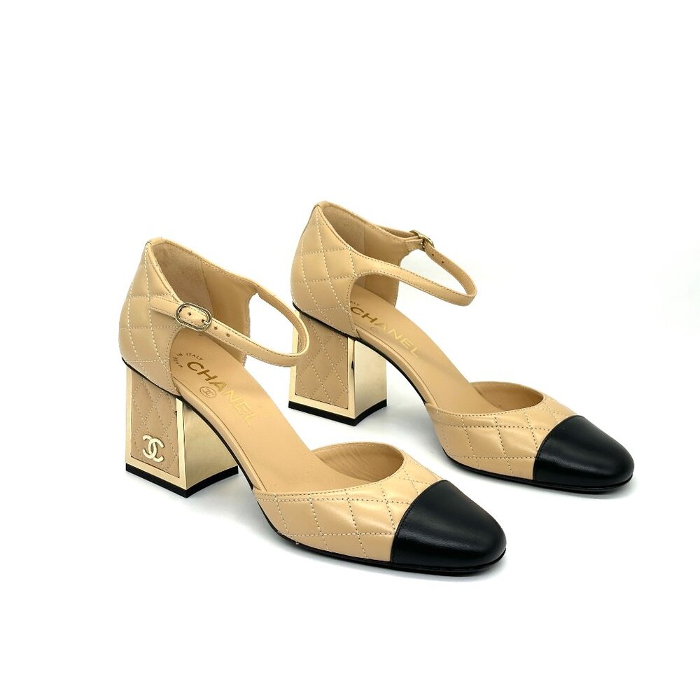 CHANEL 24B Lambskin Quilted Leather Mary Jane Pumps Mirror Heel Sandals - Picture 8 of 16